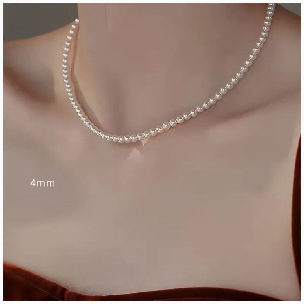 Choker White Pearl 4mm Small Faux-Pearl Clavicle Necklace Classic Sophisticated